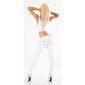 Trendy womens low-rise jeans with thick stitching white