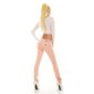 Trendy womens low-rise jeans with thick stitching pink UK 12 (M)