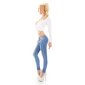 Damen Crashed-Look Röhrenjeans mit Zippern Blau