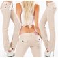 Trendy womens low-rise jeans with thick stitching beige UK 12 (M)