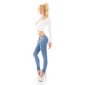 Skinny womens crashed look jeans with zips blue UK 14 (L)