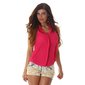 Ärmellose Damen Chiffon Bluse halbtransparent Pink