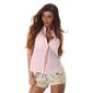 Sleeveless womens chiffon blouse semi-transparent pink