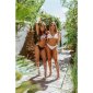 Sexy Brazil-Cut Neckholder Bikini mit Blümchen Schwarz-Rosa