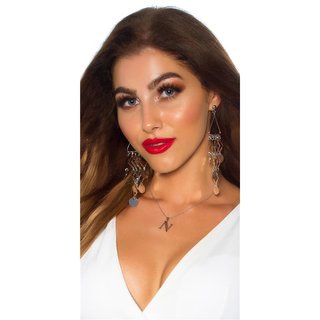 Edle Damen Triangel Statement Ohrringe Ohrhänger Silber