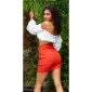 Sexy womens high waist mini skirt with pockets orange