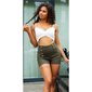 Sexy womens high waist stretch shorts with buttons khaki