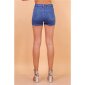 Damen Stretch Jeans Hotpants Shorts mit Elastikbund Blau