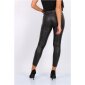 Sexy Damen Skinny Jeans in Leder-Look Wetlook Schwarz