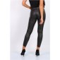 Sexy Damen Skinny Jeans in Leder-Look Wetlook Schwarz 38 (M)