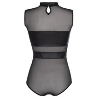 Transparenter Clubwear Bodysuit aus Tüll und Wetlook Schwarz