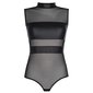 Transparenter Clubwear Bodysuit aus Tüll und Wetlook Schwarz