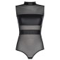 Transparent clubwear bodysuit made of tulle and wet look black UK 12 (M)