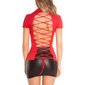 Womens short-sleeved blouse with lacing at back red