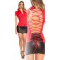 Womens short-sleeved blouse with lacing at back red UK 8 (S)