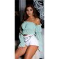 Bauchfreies Sommer Off-Shoulder-Top mit Rüschen Mintgrün