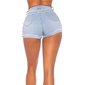 Sexy Damen Highwaist Jeans Shorts Hotpants Hellblau