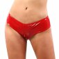 Damen Latex-Look Panty mit Zipper Hotpants Shorts Rot