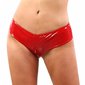 Damen Latex-Look Panty mit Zipper Hotpants Shorts Rot 40 (XL)