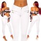 Skinny womens crashed look jeans with zips white UK 16 (XL)