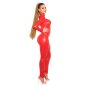 Sexy womens clubwear catsuit jumpsuit wet look red
