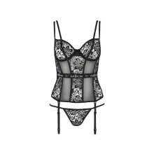 Sexy 2 pcs garter corsage made of lace and mesh black