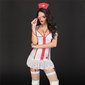 Sexy 5-tlg Krankenschwester Outfit Kostüm Gogo Weiß-Rot