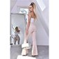 Womens flare trousers with animal print in snake look beige