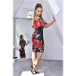 Knee-length dress with floral print and flounce black UK 14 (L)