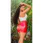 Sexy womens vinyl mini skirt latex look clubwear red