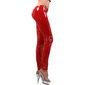 Vinyl Clubwear Leggings Latex-Look mit 3-Wege-Zipper Rot