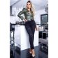 Cropped womens faux leather jacket with puffed sleeves khaki