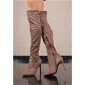 Sexy Damen High Heel Velours Overknee-Stiefel Taupe