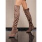 Sexy Damen High Heel Velours Overknee-Stiefel Taupe