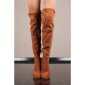 Sexy velour overknees womens boots with lacing camel