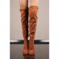 Sexy Overknees Damen Stiefel aus Velours mit Schnürung Camel