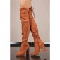 Sexy velour overknees womens boots with lacing camel UK 6