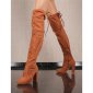 Sexy velour overknees womens boots with lacing camel UK 6