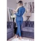 Slim-fit womens long sleeve jeans jumpsuit with belt blue UK 14 (L)
