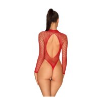 Sexy Damen String-Body Teddy aus Netzstoff Rot Einheitsgröße (34,36,38)