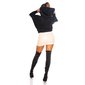 Womens sweater hoodie with cable-knit pattern black