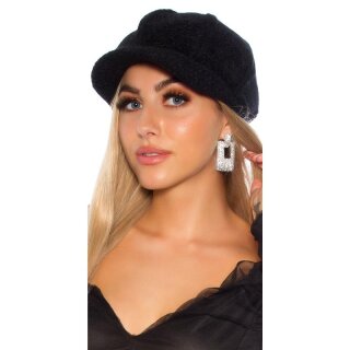 Eckige Damen Statement Ohrringe mit Strass Silber