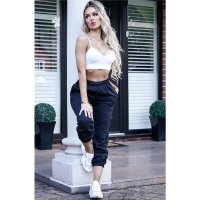 Casual womens loungewear jogger bottoms trackies black