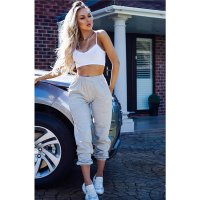 Casual womens loungewear jogger bottoms trackies light grey