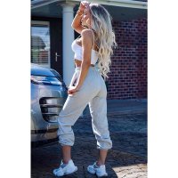Casual womens loungewear jogger bottoms trackies light grey