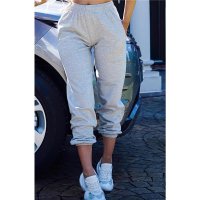 Casual womens loungewear jogger bottoms trackies light grey