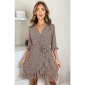Legeres Freizeitkleid mit Allover-Print und Rüschen Braun