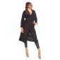Eleganter langer Damen Mantel mit Gürtel Schwarz