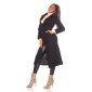 Eleganter langer Damen Mantel mit Gürtel Schwarz