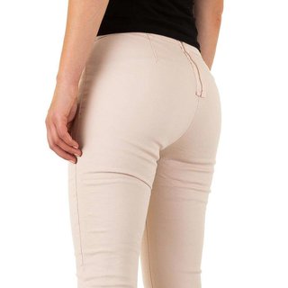 Womens skinny drainpipe jeans with zipper at the rear nude